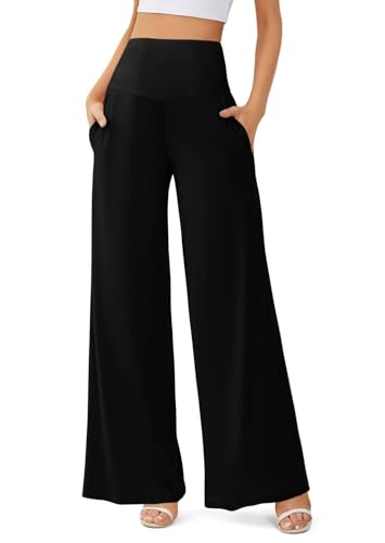 JZC Women's Palazzo Lounge Pants Casual Wide Leg Pants High Waist Flowy Toursers with Pockets