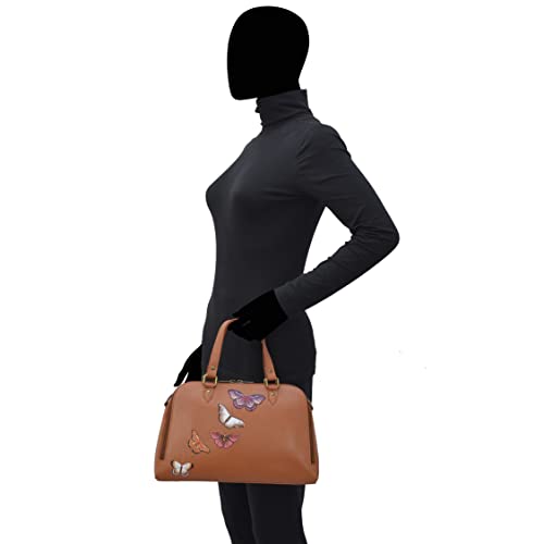 Image of Anuschka Women's Leather Satchel - Hand-Painted Genuine Leather Handbag with Detachable Strap for Everyday Use - 695, Satchel