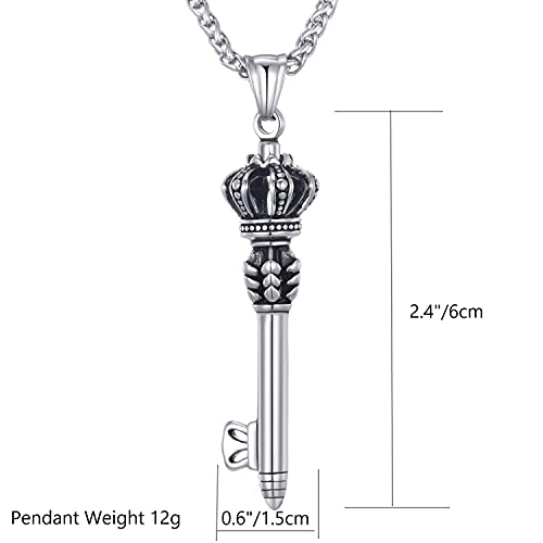 MOO&LEE Mens Stainless Steel Crown Key Pendant Necklace with 24 Inches Link Chain4