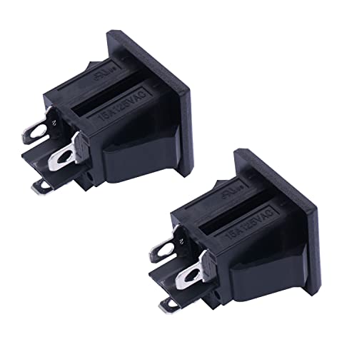 weideer 3Pcs 3 Pins US Power Socket Plug Panel AC 15A 125V Panel Mount Outlet Industrial Plug Female Connectors Adapter K-019