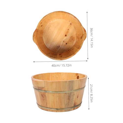 Cubeta de madera para baño de pies con asas ergonómicas miniatura 2