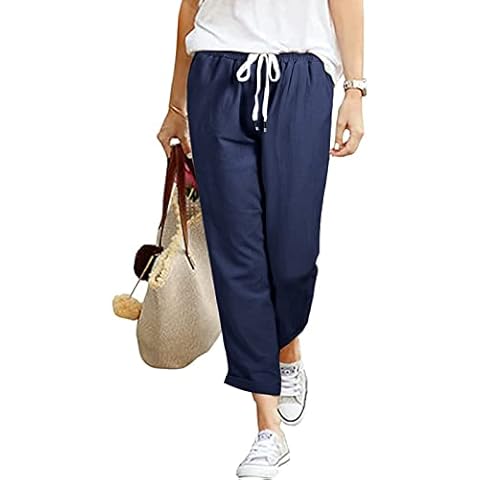 heekpek Pantalón Mujer Verano Algodón 9/10 Holgado Cover