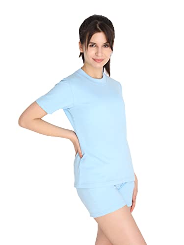 Image of CHKOKKO Women's Terry Cotton Loose Fit Half Sleeve Casual Style T-Shirt