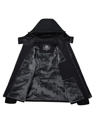 MAGCOMSEN Arbeitsjacke Herren Warm Gefüttert Ski Jacke Übergangsjacke Verdickt Winterjacke Männer Atmungsaktiv Jagdjacke Wasserdicht Dicke Thermo mit Stehkragen Schwarz L