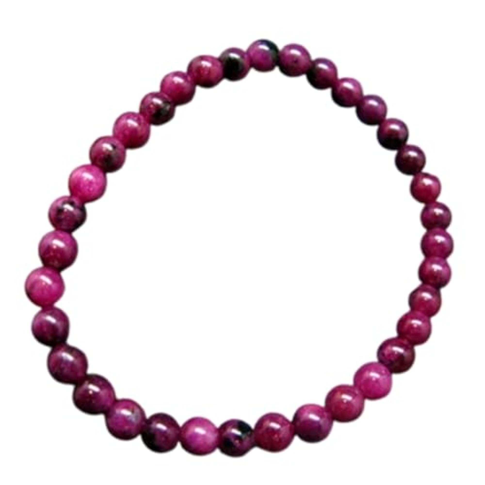 Unisex Natural Ruby 6mm Round Bead Stretchable Bracelet