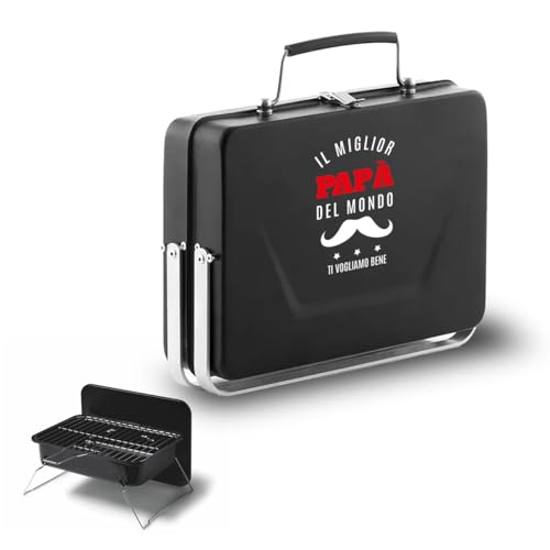 ''Il miglior Papà del mondo''Barbecue a Carbone Portatile in Acciaio