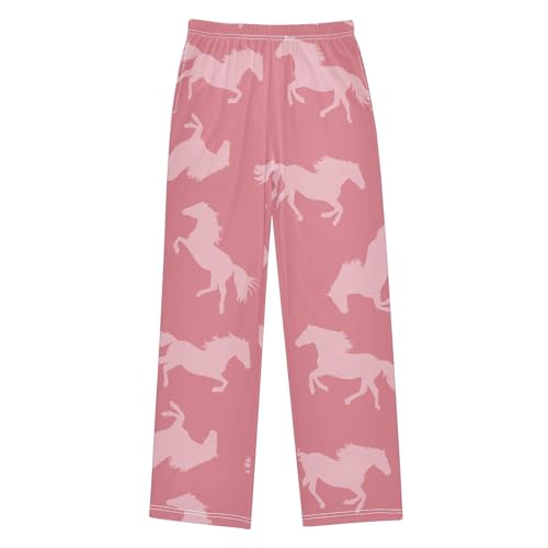 Pink Horse Boys Pants Boys Athletic Pants Long Pant for Boywith Pockets Wide-Leg Size 6-14Y