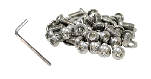 DASPARTS Fan Shroud Screws Button Head Stainless Steel - 35Pcs/Set for VW Cooling Tins, Compatible with Dune Buggy 17-2960-0
