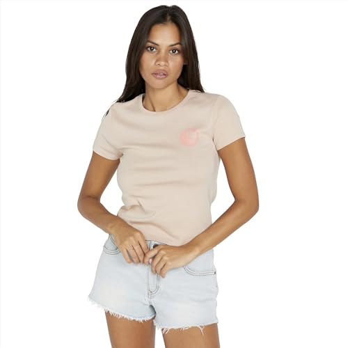 Image of Volcom Women's Have a Clue Short Sleeve Tee - Fitted T-Shirt with Striped Neck Taping
