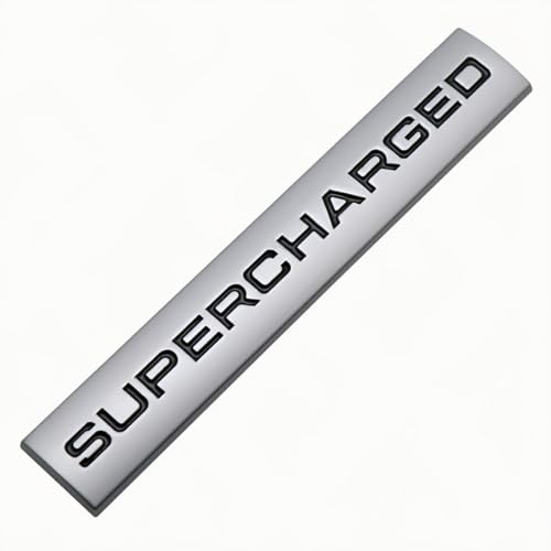 Image of 2pcs Supercharged Metal Car Emblem Premium Auto Badge Rear Trunk Side Decal Sticker (Silver Black)