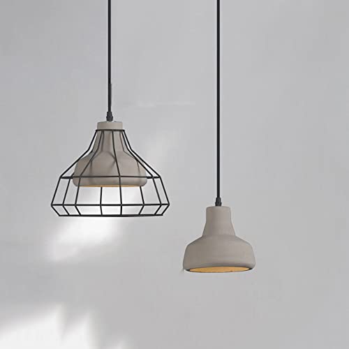 Lampe suspendue en ciment d'art de fer au design géométrique intemporel