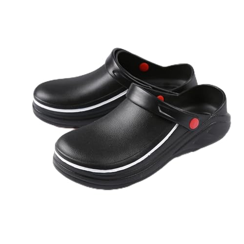 CERYTHRINA Men Chef Nurse Shoes Women Non Slip Waterproof Gardener Clog Shoes Indoor/Outdoor Professional Work Shoe Black 41