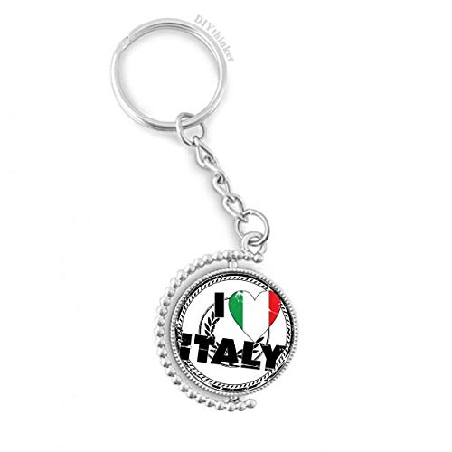 Llavero de cadena rotatoria con corazón de Italia y anillo Pilgrim