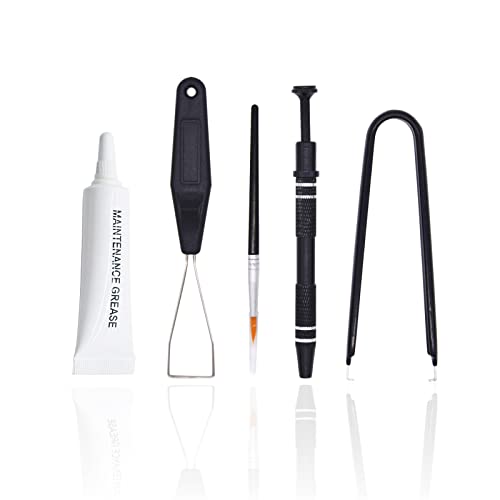 Keyboard Lube Kits 5PCS Switch Lube Kits 0.35OZ GPL 205g0 Keyboard Lube Grease Stem Holder Keycap Puller Switch Puller and Lube Brush for Customized Mechanical Keyboard Switch and Stabilizer