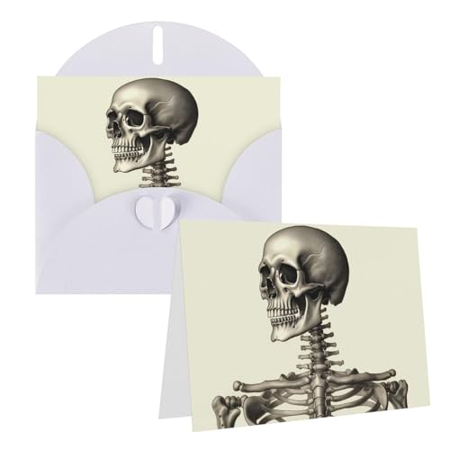 QMNEHJ グリーティングカード サンキューカード 封筒付き ブランクノートカード 4x6インチ バースデーカード 人間の骨格 ウェディングカード お悔やみカード おもしろい 思考カード あらゆる機会に