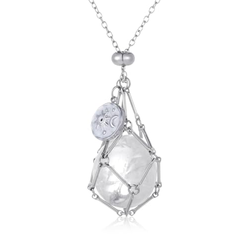 Clear Quartz Crystal Holder Necklace for...