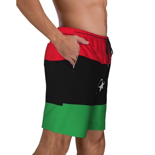Libyan Flag Print Mens Swim Trunks Swim Shorts Swimsuits with Pockets Beach Shorts for Men Quick Dry3