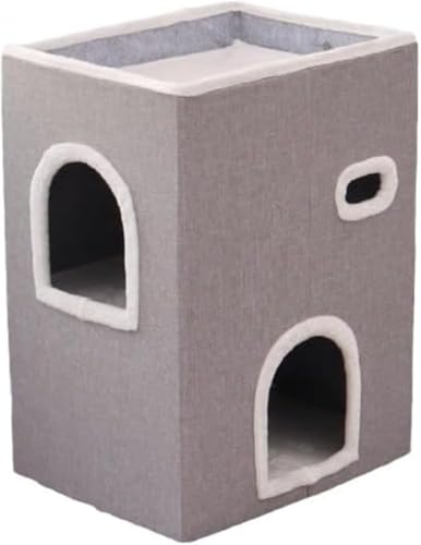 Danussiキャットハウス 多層構造 キャットハウス タワー 円筒 マンション 折りたたみ式 ハウス 室内 猫 ちぐら 猫タワー 多機能 多頭飼い 寝床 爪研ぎ 隠れ家 キャットタワー ミニ ソフトケージ 四季通用 組立簡単