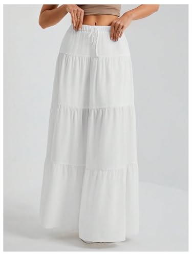 Verdusa Women's Layered Boho Flared Ruffle Hem Long Skirt Flowy Summer Causal Maxi Skirts4