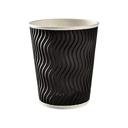 RoastMe 紙コップカバー付き使い捨て100個セットコーヒーカップ耐熱業務用テイクアウトカフェホットドリンクトリプル断熱厚紙ティーカップ使い捨て紙コップ業務用品紙 (8oz,黒いカップ)