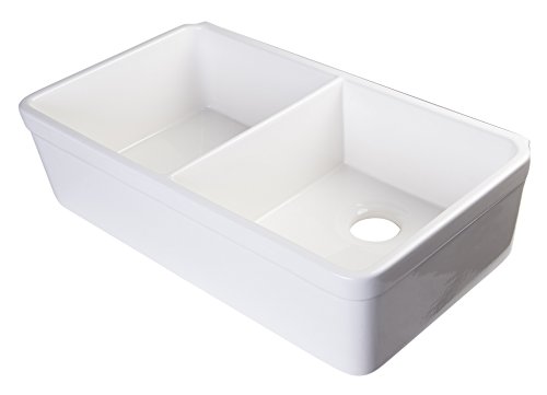 ALFI brand AB512 32-Inch Double Bowl Fireclay Farmhouse Kitchen Sink with 1 3/4-Inch