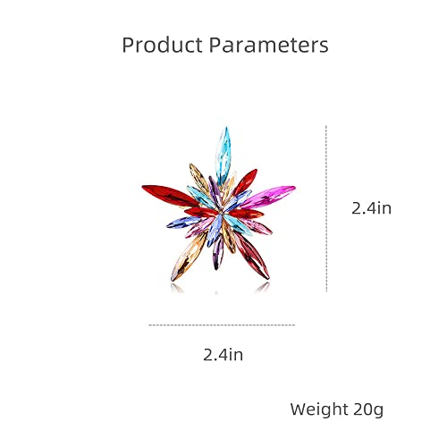 Image of Rhinestone Star Flower Brooch Pin for Women Girls Unisex Gold Plated Vintage Colorful Red Blue Crystal Snowflake Fireworks Brooches Lapel Pins Luck Decor Dress Accessories Father's Day Birthday Holiday Jewelry Gift