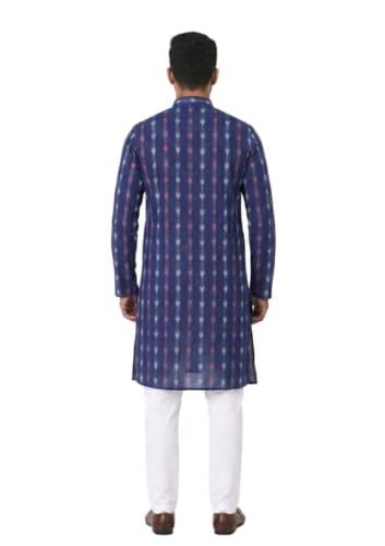 Image of GHL GUENDICHA HAAT Sambalpuri Certified Handloom Men's Pure Cotton Kurta | Odisha Ikat Ethnic Wear | Mandarin Collar | Full Sleeve Traditional Kurta for Men