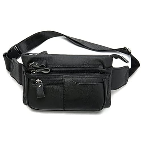 Hebetag Pochete de couro para homens e mulheres, viagens, atividades ao ar livre, esportes, corrida, caminhada, quadril, cinto fino para celular, bolsa casual tipo carteira, #07black, One Size,