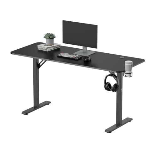 REKT R-Desk 150 - Bureau Gaming 150 x 60 x 75 cm pour Gamer - Supporte jusqu'à 100 Kg - Repose Casque - Porte Gobelet - Bureau Gamer Gaming PC Console Table Gamer