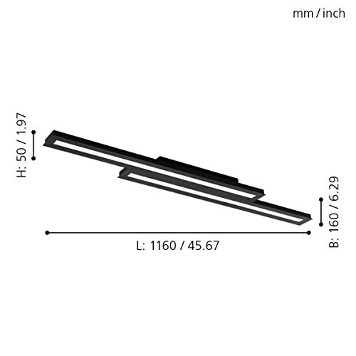 Plafonnier noir minimaliste Eglo 99411 éclairage direct structure métal durable