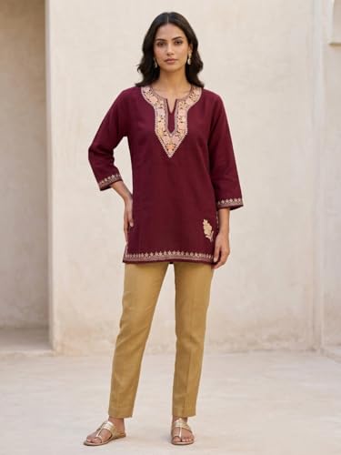 Image of Women's Modern Aari Work Short Top Combo Pack | Embroidered Ethnic Tunic Tops with Traditional Craft Detailing | Stylish Casual Fusionor Daily, Office & Outings