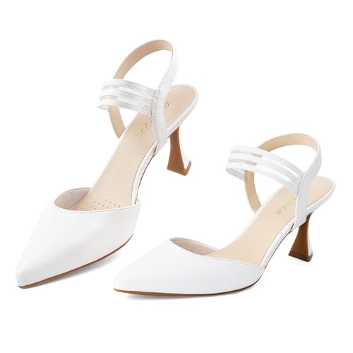 JENN ARDOR Women's Slingback Kitten Heels Pointed Closed Toe Low Stiletto Heels Dress Pumps Shoes for Women Comfortable Low Heeled Sandals Wedding Party Pumps3