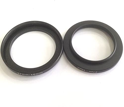 2x Metal 37-46mm Step Up Rings Screws Adapter D-SLR Digital Video Camera Lens Connect-ed Size 37mm To 46mm Filter Circle Diameters Holder Film Connector Focus-ing Photo-graphy Parts Accessories
