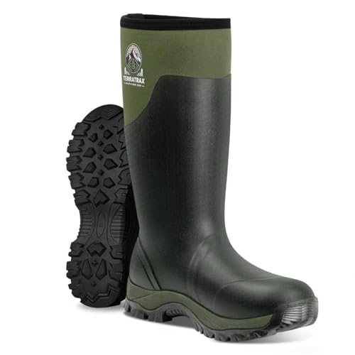 Image of Men's Waterproof Rubber Boots - 6mm Neoprene, 15 inch Shaft, Dual-Sole Anti-Fatigue Rain & Mud Boots for Farm & Wet Work, Fishing, Irrigation - Lightweight Soft Toe