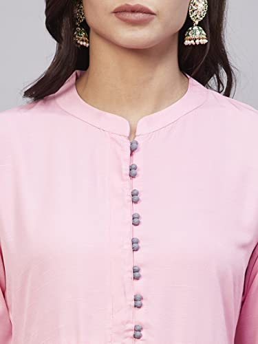 Image of ANNI DESIGNER Women Cotton Blend Solid Kurta With Pant & Dupatta