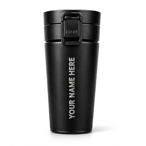 Image of Fitness Mantra Custom Name Engraved Coffee Mug 380ml | Personalized Stainless Steel Travel Mug | Leak Proof, Double Wall Insulated | Unique Gift for Men & Women | Hot & Cold Thermal Cup