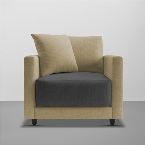 Image of Casaliving Dominic 1 Seater Sofa Set for Living Room (Cream Black Fabric) Premium Fabric Sofa