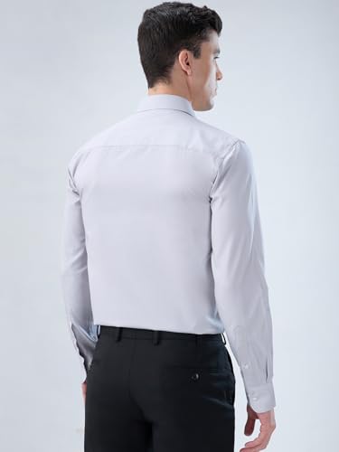 Image of Park Avenue Men Modern Slim Fit Structure Pattern Cotton Polyester Blend Semi Cutaway Collar Full Sleeve Formal Shirt