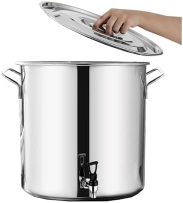 Olla de acero inoxidable con espiga, olla redonda con asas suaves al tacto y parte inferior compuesta, ideal para cocinar y servir
