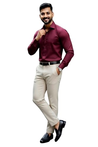 Image of Men's Formal Shirt and Trouser Combo Set | Slim Fit Stylish Office Wear | Premium Cotton Blend Shirt Pant Set for Men | Top & Bottom Clothing Set