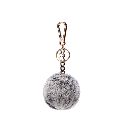 miss fong Pom Pom Keychain Puff ball keychain Fluffy Pom Poms Keychain Accessories for Women, Puff Ball Fur Ball Bag Charm(Small Grey)
