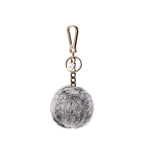 Pom Pom Keychain accessories for Women by Miss Fong,Keychains for Women,Cute Keychain,Puff Ball Key Chain Women,Bag charms for Handbags Fur Ball (Grey)