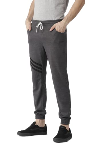 Image of Hubberholme Men's Cotton Blend Slim Fit All Season Wear Track Pants (Slant 3 Stripes Design)