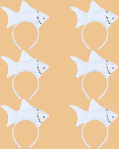 Lot de 6 bandeaux poisson blancs pour déguisement océan et mer