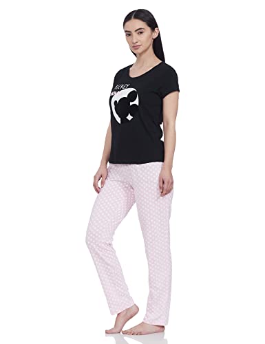 Image of Max Cotton Women Printed Round Neck T-Shirt with Elasticated Pajamas