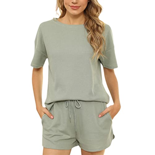 Ensemble de sport côtelé à manches courtes pour femme b S