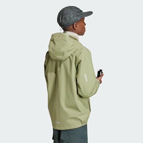 adidas Unisex Kids Terrex Kids Multi 2 Layer CLIMAPROOF Rain Jacket, tent green/olive strata, 13-14 Years
