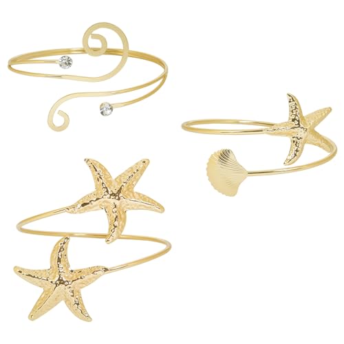 AIBFRID 3 Pcs Arm Cuff Jewelry for Women Adjustable Starfish Arm Cuffs Bangle Band Armlet Upper Arm Cuff Bracelet