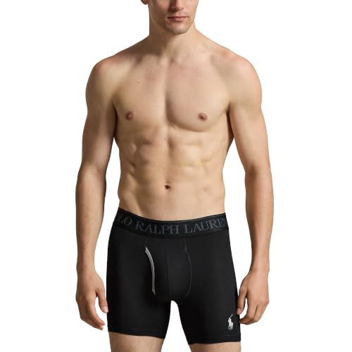 Image of POLO RALPH LAUREN Men's Underwear Boxer Briefs Pack, 3-Pack, 4D Flex Cooling Microfiber Underwear, Wicking Boxer Briefs