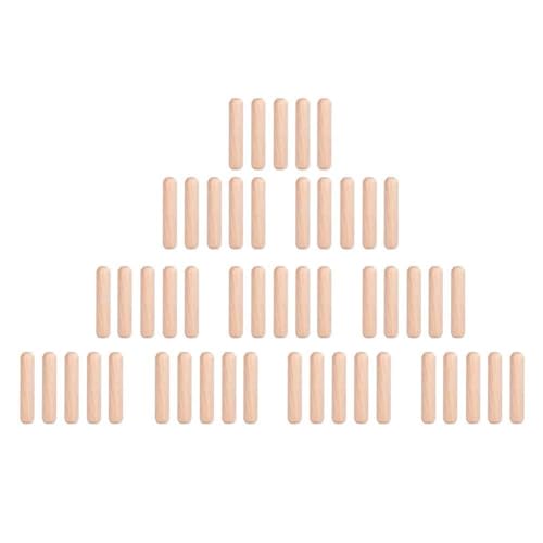 Goupilles de cheville en bois, 50 pièces, artisanat en bois cannelé rond pour tiroir d'armoire, goupilles de cheville en bois de différentes longueurs pour la menuiserie (M6 * 40 (50 pièces))